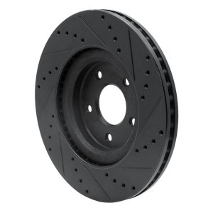 Nissan X-Trail Brake Rotor (1) - Front Left - R1 Concepts - Drilled & Slotted - Black - `14-`19